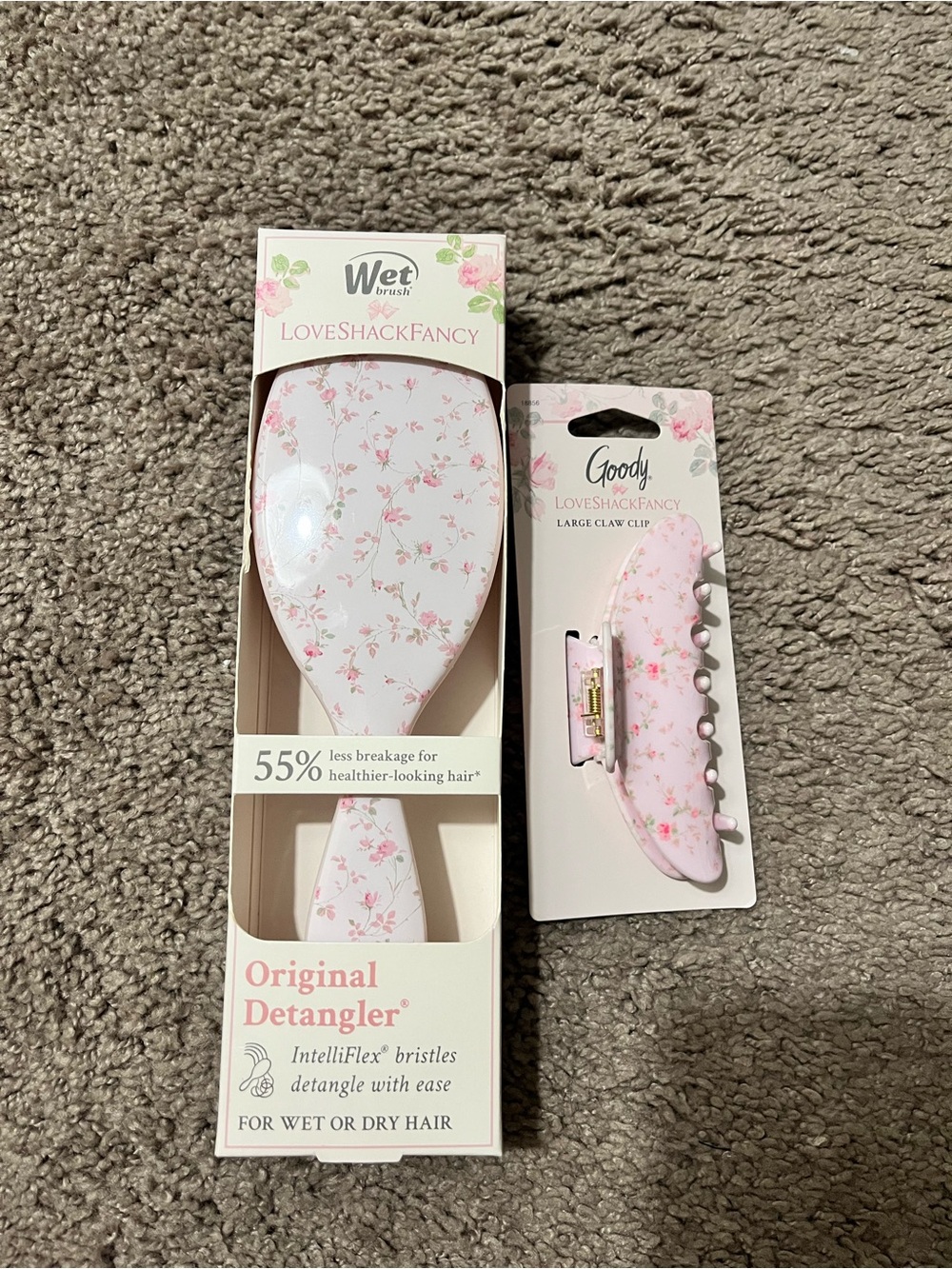 Wet Brush Original Detangler & Goody Claw Clip - Pink Floral. Love Shack Fancy
